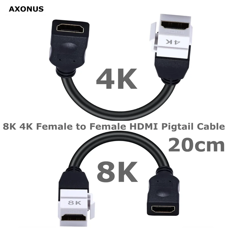 20cm Keystone Wall Plug-in Card Buckle Direct insertion Panel Connection Cable4K 8K HDMI Compatible Female to Female