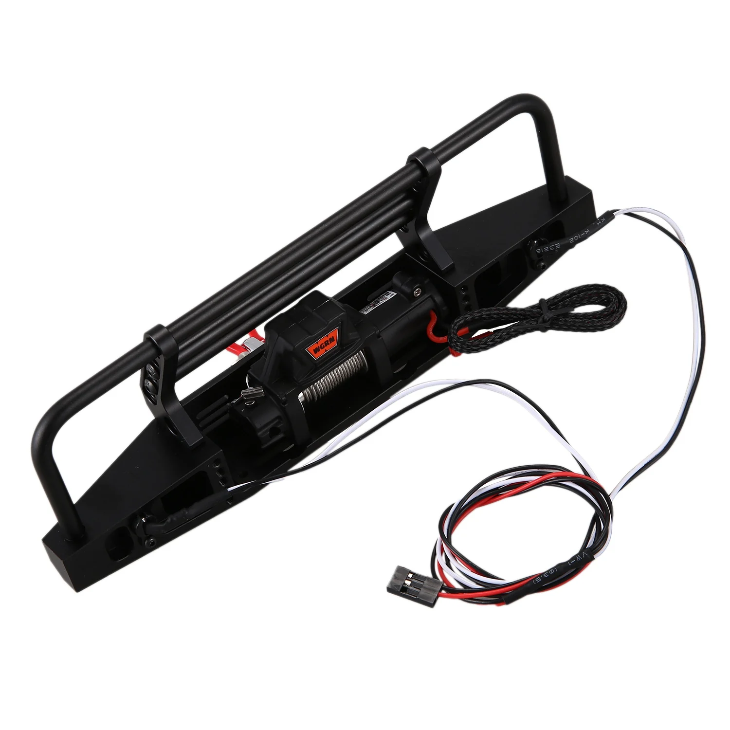 Metal Front Bumper with Winch Remote Controller System for 1/10 RC Crawler Traxxas TRX4 Axial SCX10 & SCX10 II 90046