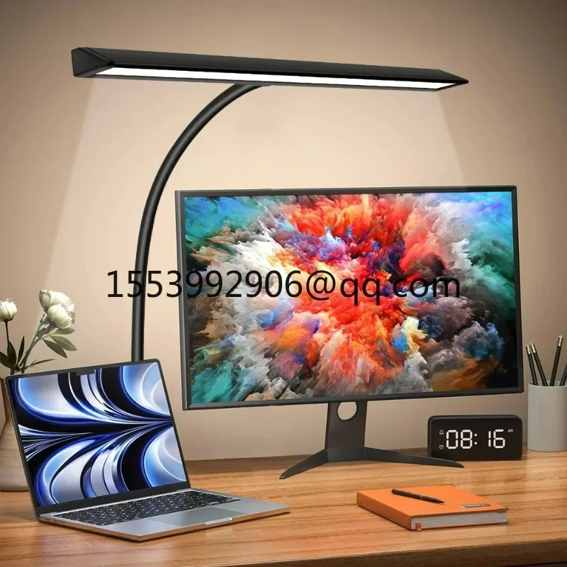 LED clip on eye protection desk lamp for home study lighting, 3-color dimmable computer light