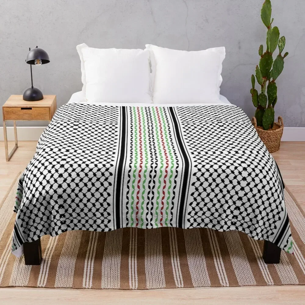 

Multi Colors Vertical Keffiyeh in White Throw Blanket for winter Comforter Blankets