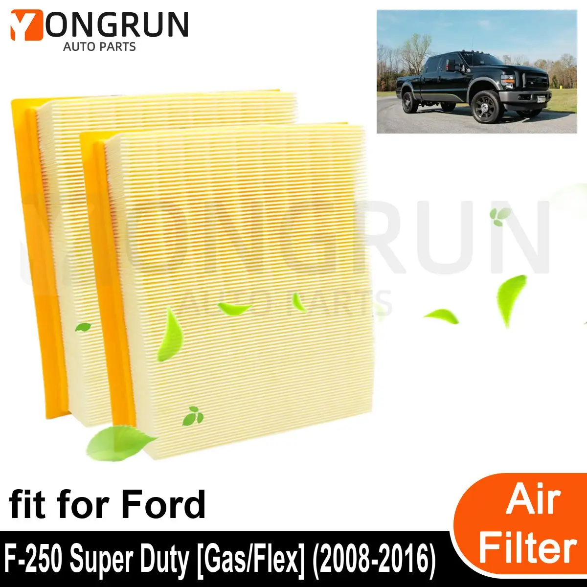 

2 шт., автомобильный воздушный фильтр для двигателя 2008-2016 Ford F-250 Super Duty [Gas/Flex], автомобильные аксессуары OEM CA10262 7C3Z-9601-A