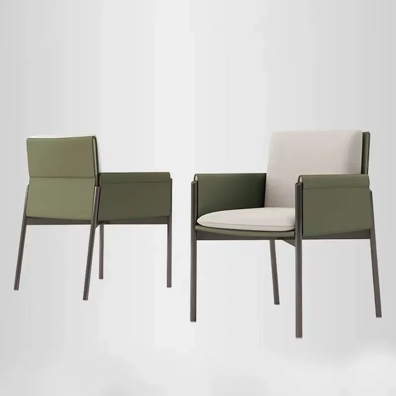 Italian Minimalist Dining Chair Simple Negotiation Single Metal Leisure Chair Stool Sofa Back Chair