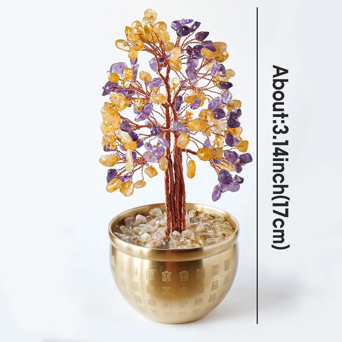 1pc Natural Crystal Money Tree Ornament Wealth Tree Citrine Crushed Stones Hundred Blessings Vat Cornucopia Home Decoration