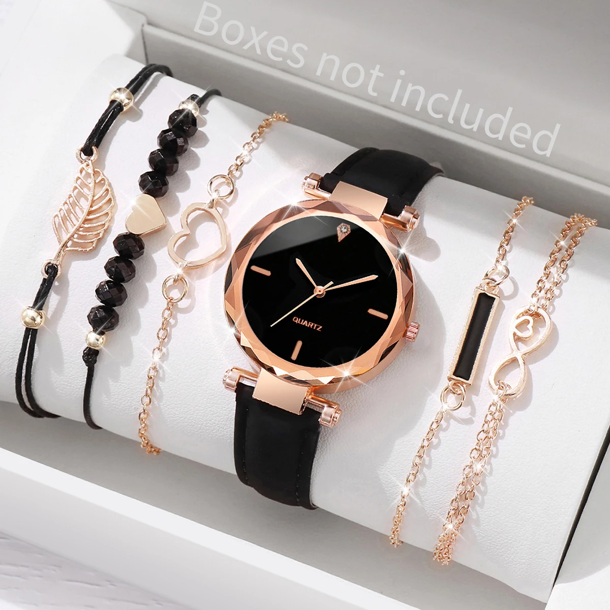 5/6PCS Fashion Women Watches Bracelets Set Casual Leather Band Ladies Quartz Watch Relogio Feminino（Without Box）