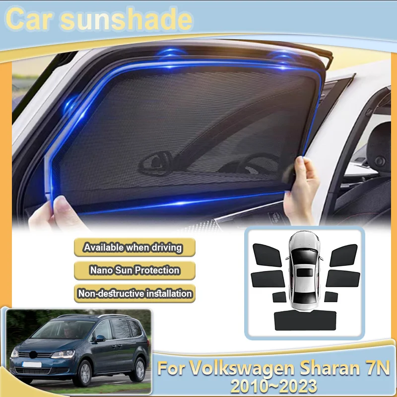 

For Volkswagen VW Sharan 7N MK2 2010-2023 2022 Car Mesh Sun Shade Window UV Protection Curtain Windshield Cover Car Accessories