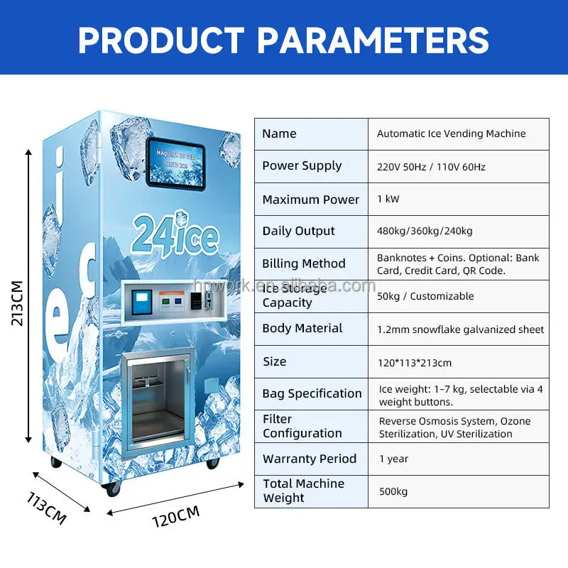 YISO 2026 Fully Automatic Bag Sealing Ice Machine 300kg/day Commercial 24-hour Self-service Ice Vending Machine