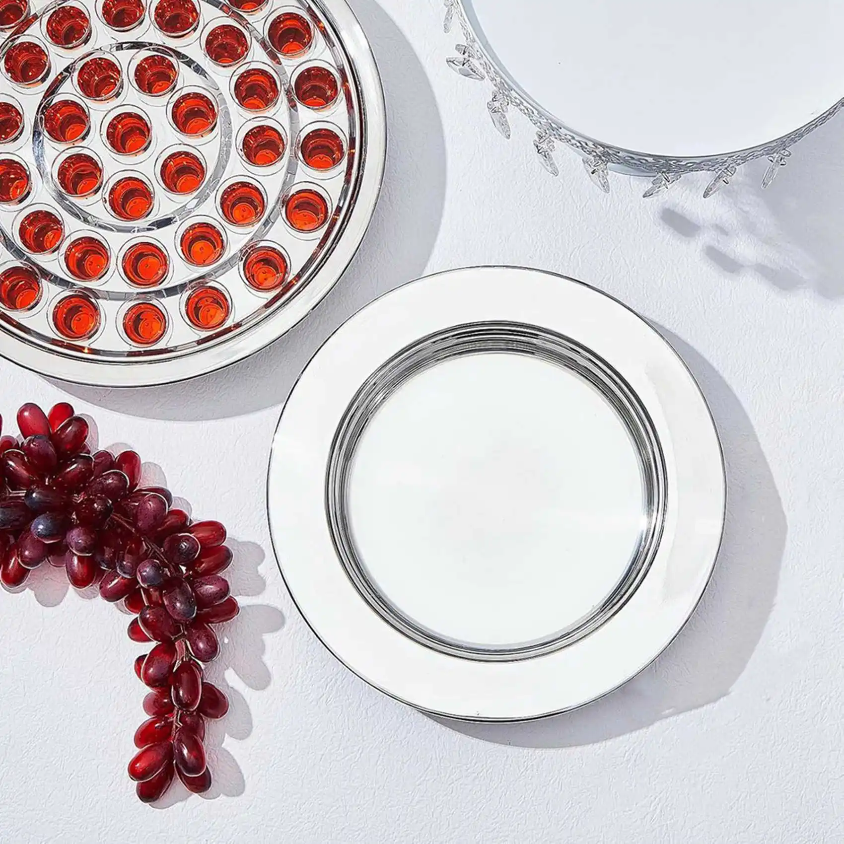 

3X Silver Communion Set With Lid, Stainless Steel Bread Tray Plates For Churches, Holy Communion Tray With Cover, Church