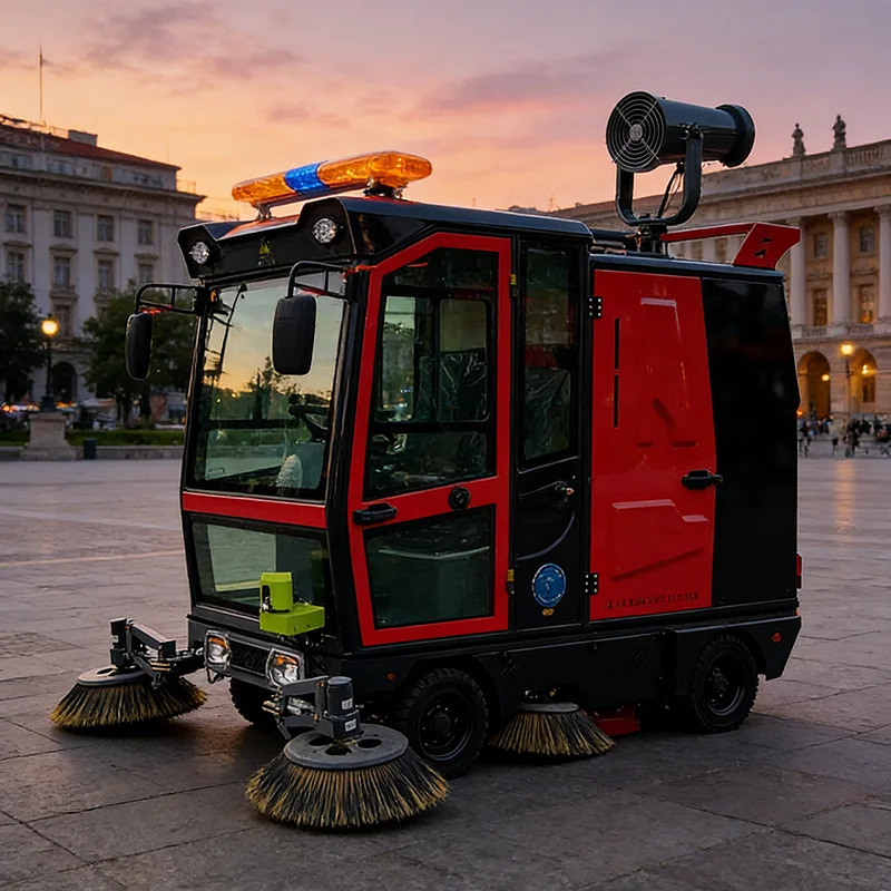 Small Ride On Sweeper with High Density Brushes for Parking Lot and Indoor Warehouse Maintenance