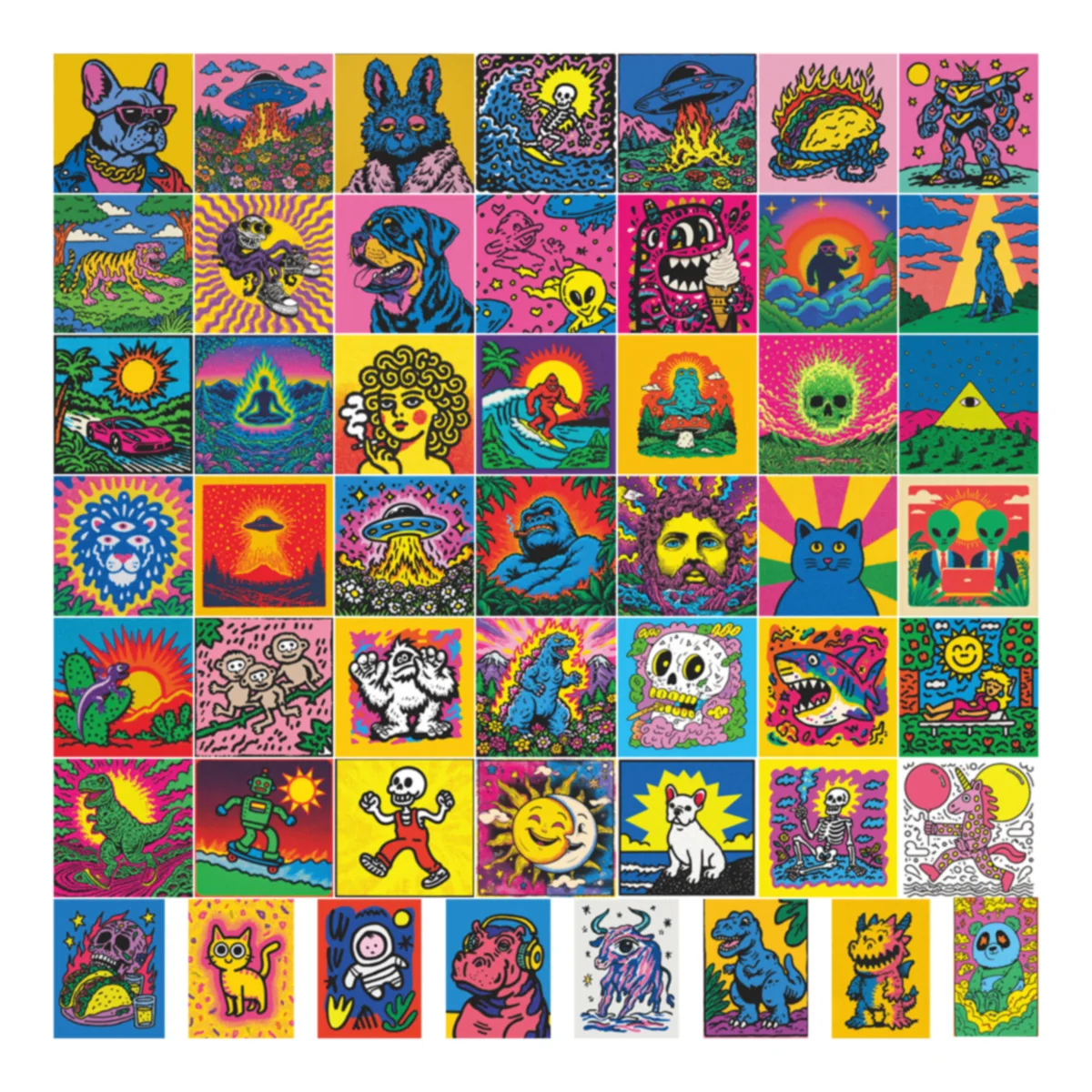 10/50PCS Psychedelic Cartoon Graffiti Stickers Color Aesthetics Sticker DIY Toys Secret for Scrapbook Travel Bag Aesthetic Decal