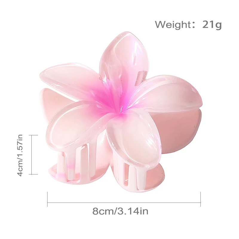 Fashion 8CM Pearl Pearl Light Sweet Gradient Acrylic Plumeria Flower Shark Clip Hairpin Hair Accessories Women Girls Hair Clip