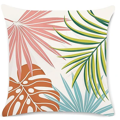 

Pillow Cover Palm Leaf Decorative Pillowcase Soft Short Plush Tropical Decorative Courtyard Garden Bed Home Decoration