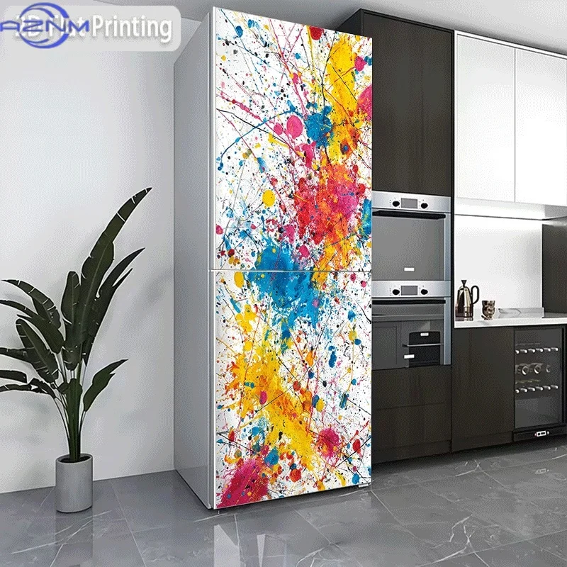 [2D Pattern Printing] 1pc Refrigerator Sticker  Refrigerator Dishwasher Sticker, Cmyk Dancing, Splatter of All Things, Colorfu