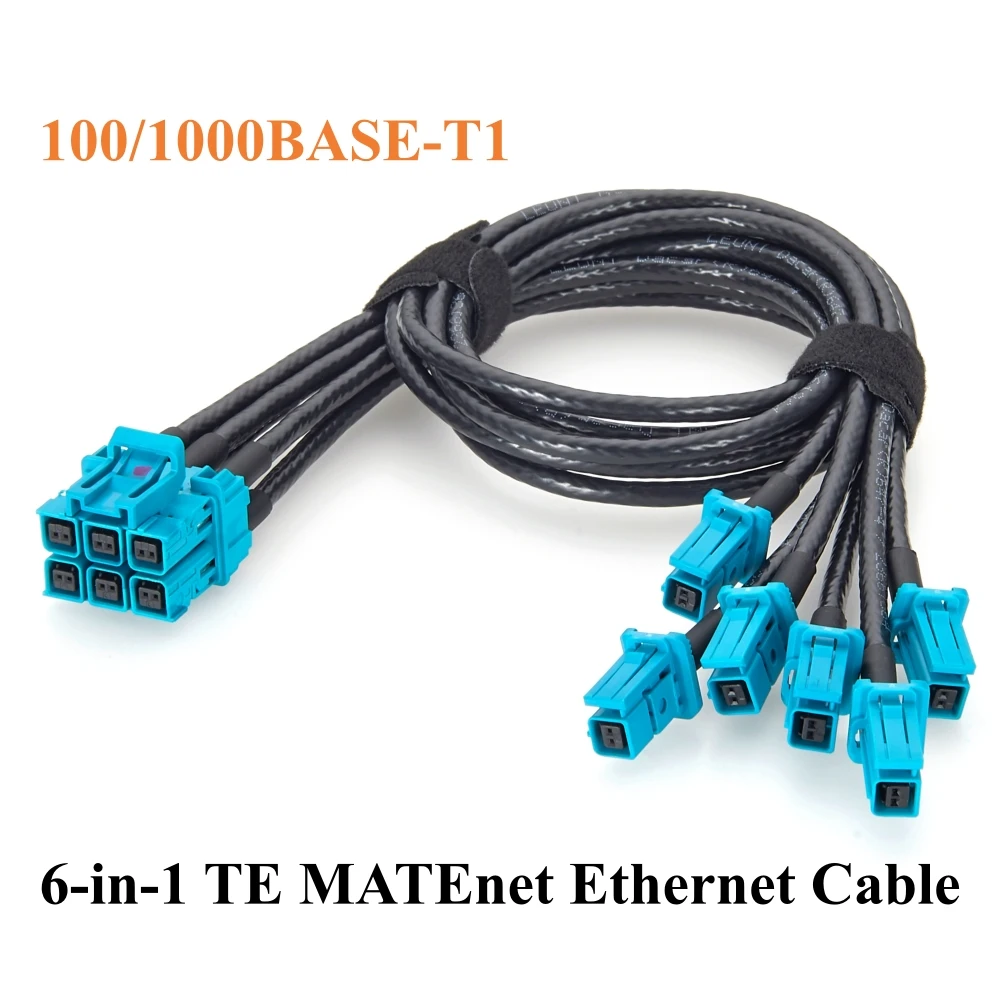 6-in-1 TE MATEnet Z Code Automotive Ethernet Breakout Cable 2333538-9 to 2302510-9 100/1000BASE-T1 for NVIDIA DRIVE AGX Thor