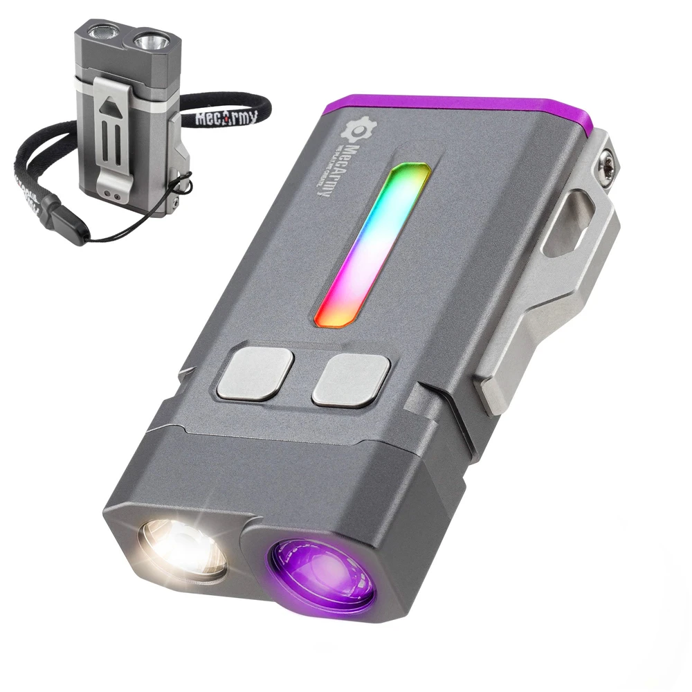 MecArmy SGN8 Keychain Flashlight 1100 Lumen Dual Beam + Side Light Compact LED Rechargeable Light Mini Torch with Clip