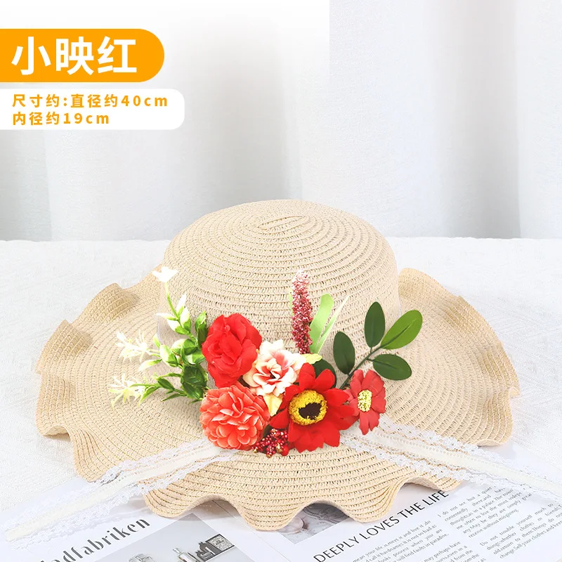 Benutzerdefiniertes Blumen-Strohhut-Set im französischen Stil, Hut mit getrockneten Blumen, Muttertag