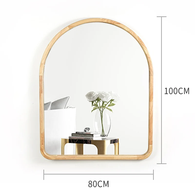 80X100 Factory Rural style Indoor Square wooden Wall Mirrors Large Solid Rubber Natural Wood Frame Mirror bathroom Living room