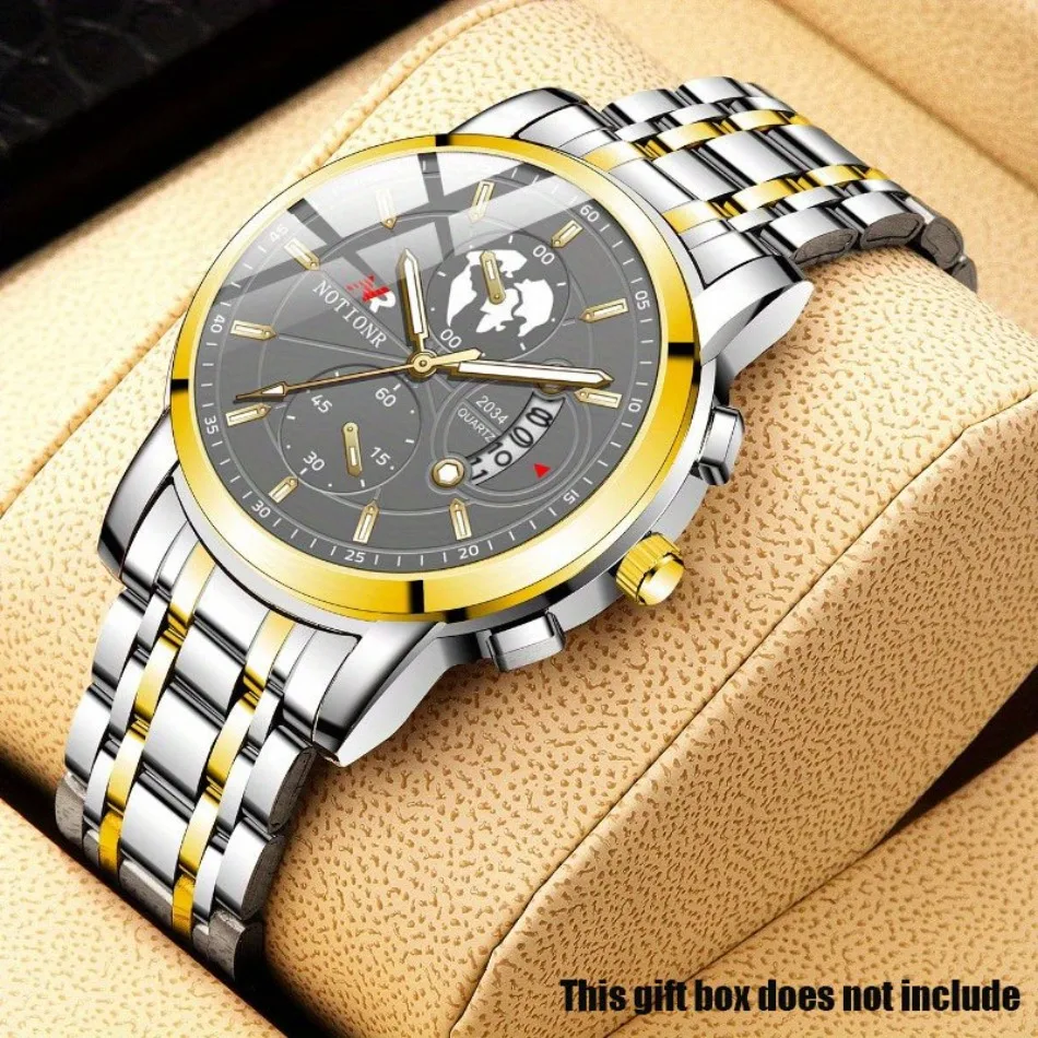 

Модные мужские кварцевые часы — роскошные деловые часы с календарем, ремешок из нержавеющей стали, мужские подарки