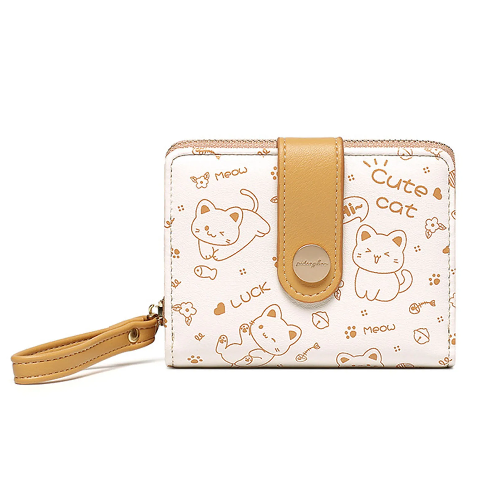 

Короткий кошелек в японском стиле кошка кожаный кошелек с несколькими отделениями для карт для ежедневного офиса делового путешествия