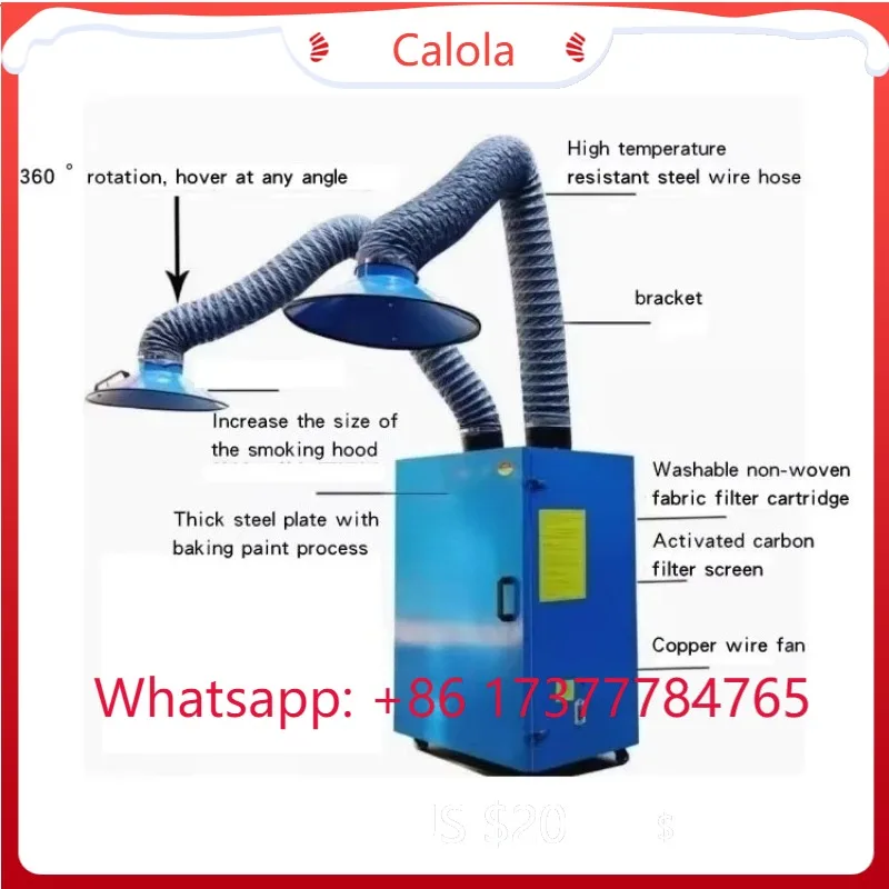 New Double-Arm Welding Smoke Purifier with Detachable Dust Collector & Fume Extractor