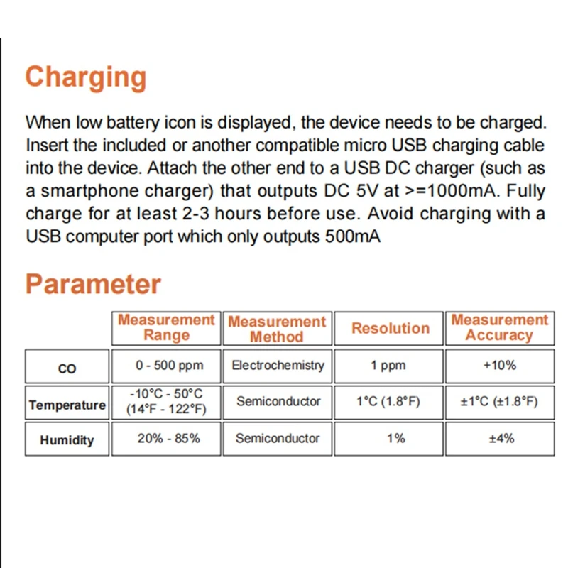 3 In 1 Carbon Monoxide Tester Indoor Air Quality Meter Detects CO Temperature Humidity For Kitchen Camping Dining Room