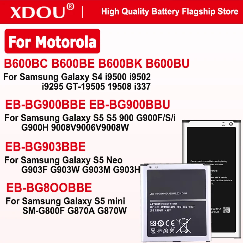 Image of B600BC EB-BG800BBE EB-BG900BBE EB-BG903BBE Akku für Samsung Galaxy S4 I9500 S5 mini SM-G800F S5 SM-G870A S5 Neo G903F