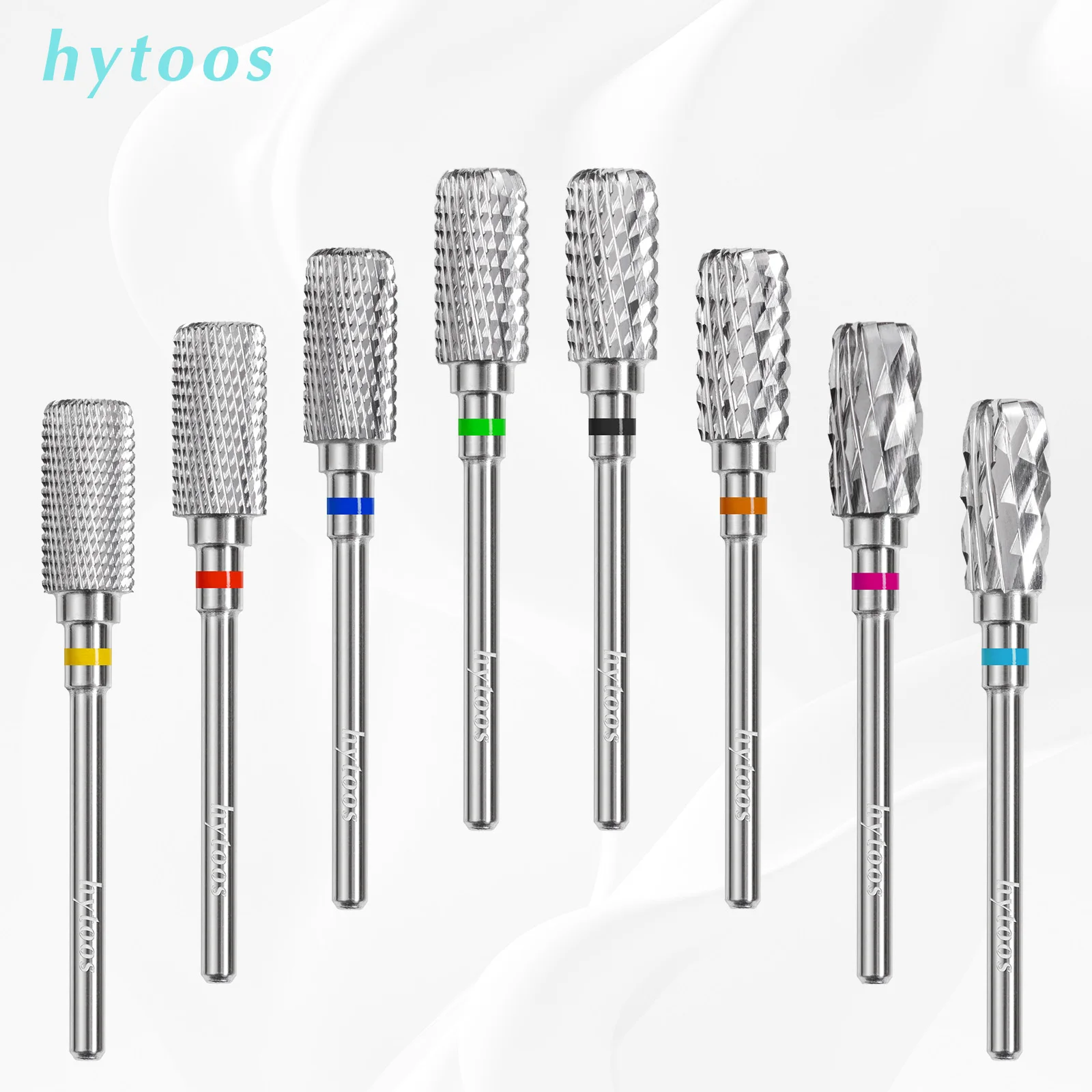 HYTOOS Safety Nail Drill Bits 13mm Barrel Dust Proof D4S Right-handed Carbide Drill Bits for Nails Electric Manicure Drills Tool