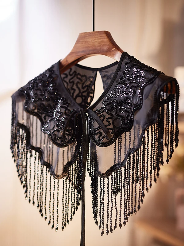 Retro Short Coat New Handmade Tassel Hepburn Style Small Shawl Matching  Dress Elegant Slim Fit round Neck Button up
