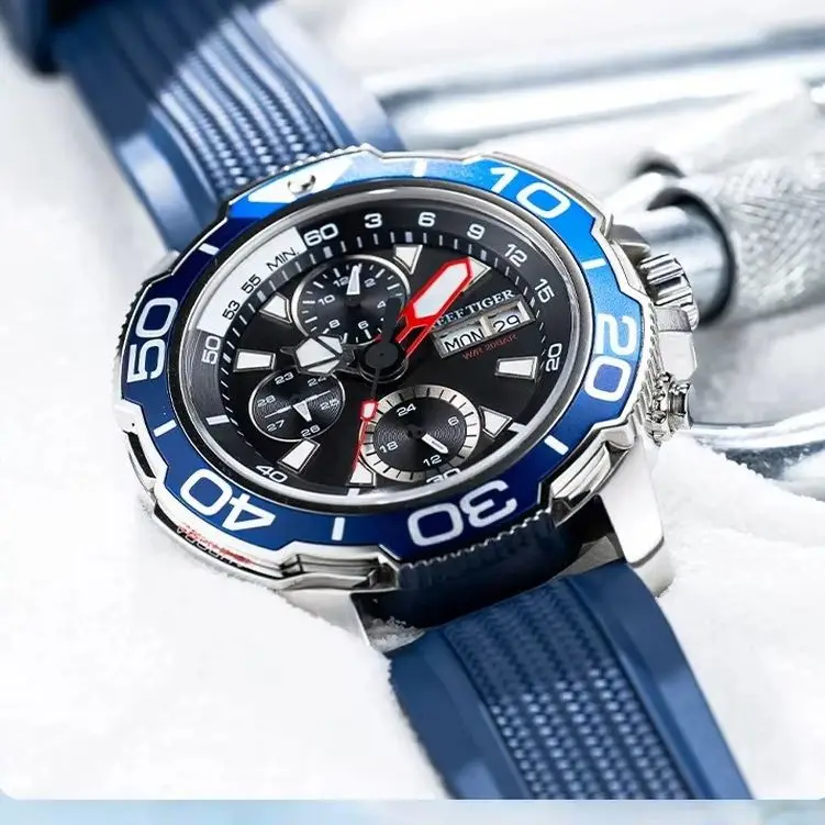 ريف النمر الرجال ساعة أوتوماتيكية 45 مللي متر الرياضة الميكانيكية ساعة اليد 50 متر مقاوم للماء مضيئة الياقوت متعدد الطلب شهر تاريخ الأسبوع