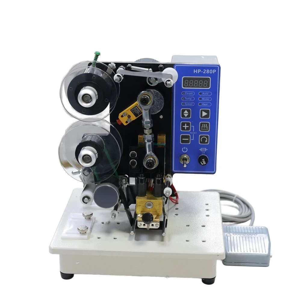 HP-280P Semi-Auto Heat Transfer Printer – Multi-Language Coding for Food, Medical & Cosmetic Packaging 15W Motor, 35mm Ribbon