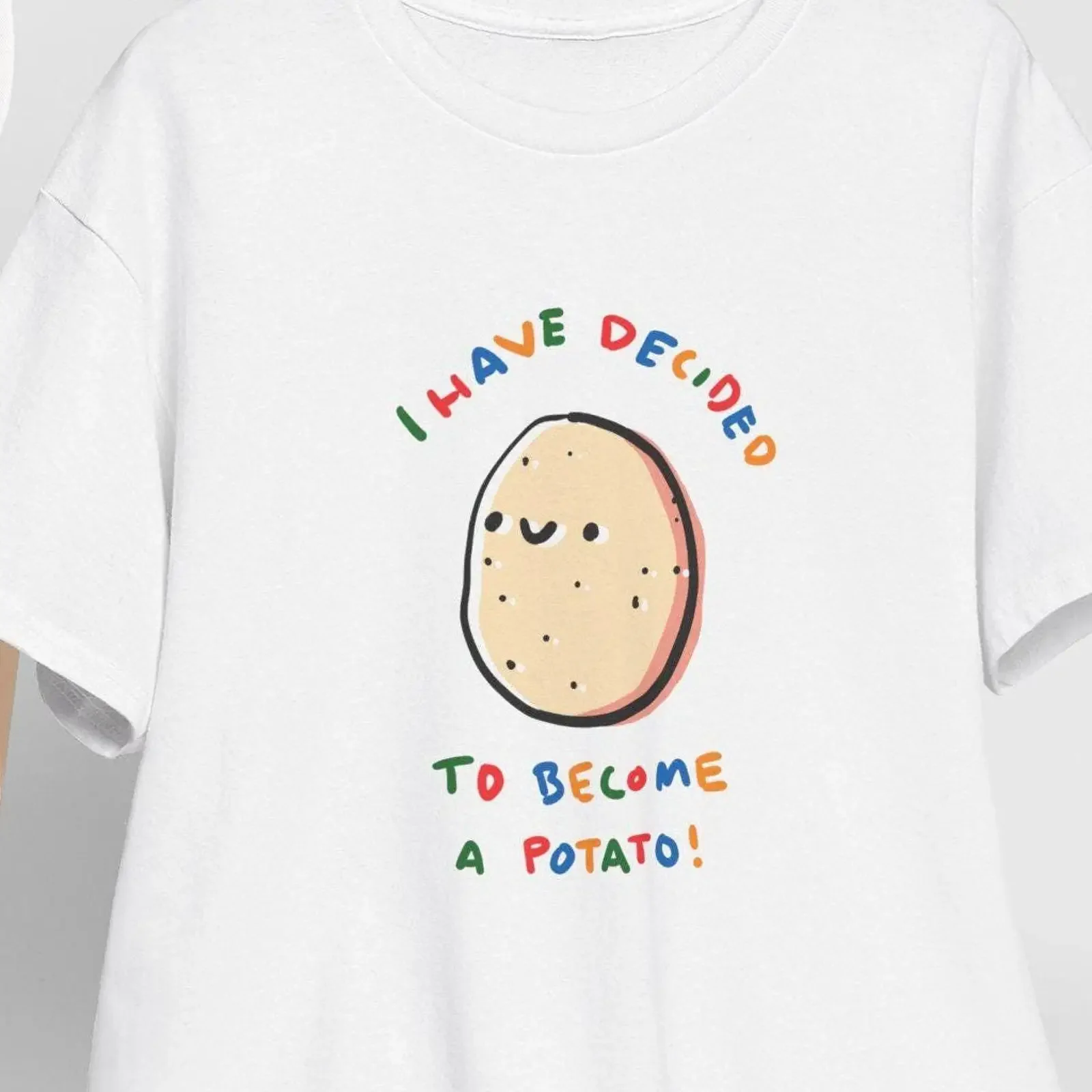I have decided to become a potato funny T shirt vintage Washed fashion Soft graphic streetwear Versatile homme Unisex