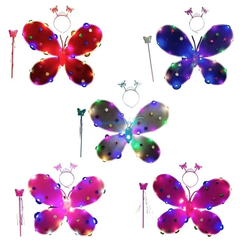 

N7YF сверкающее платье с крыльями ангела, платье с подсветкой, костюмы для косплея для девочек и детей