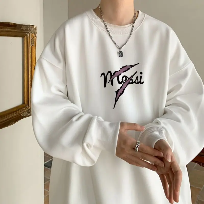 

plus Size Men's Pure Cotton round Ne Sweatirt Long Sve Casual Loose Fit Spring Autumn Trendy Brand Comfortable Streetwear