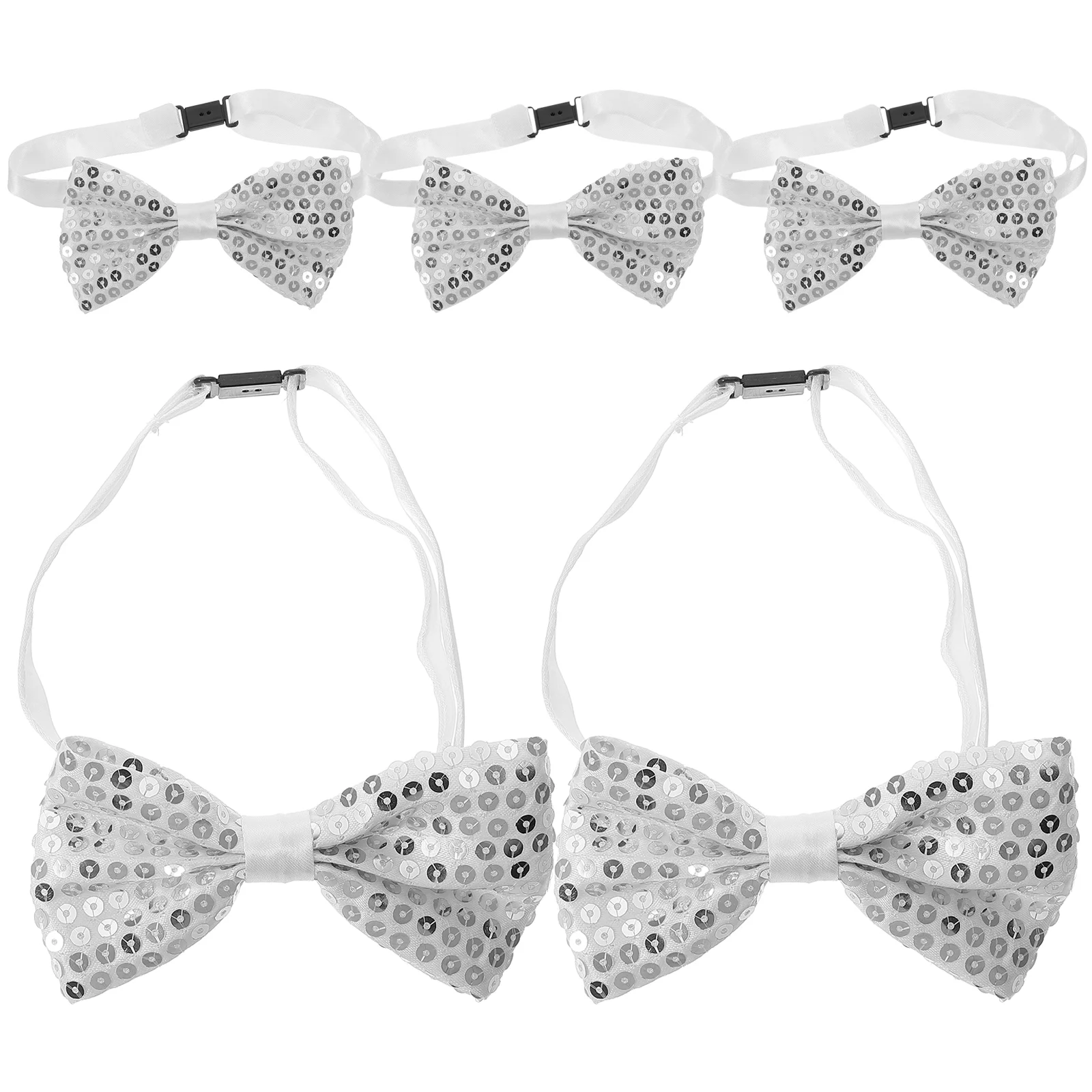 5 Pcs Sequin Performance Bow Tie Beautiful Graduation Photo Silver Unique Child