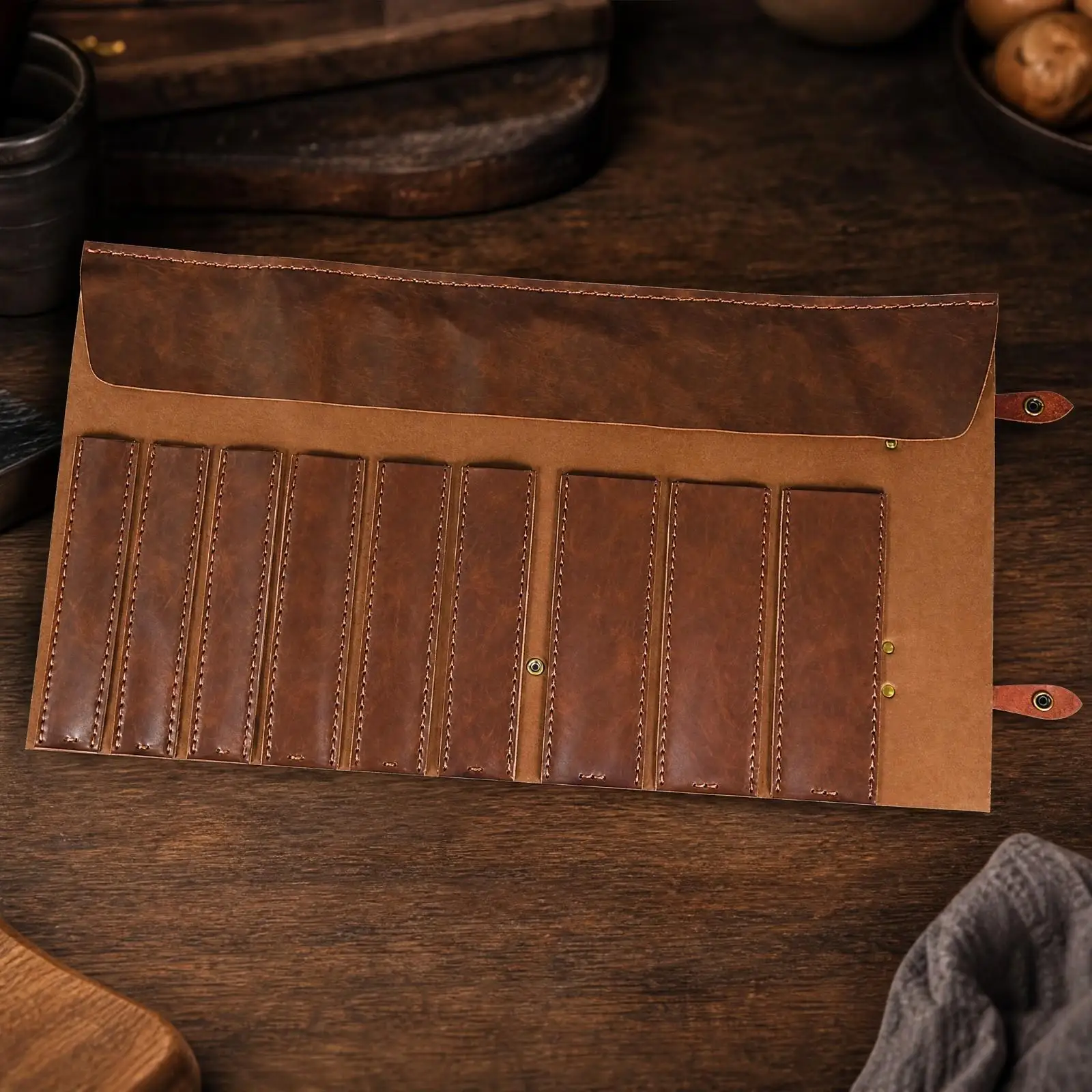 Industrial Pouch Microfiber Leather Foldable Knife Storage Case Chef Roll Bag for Kitchen Tools Organizer Travel Carry
