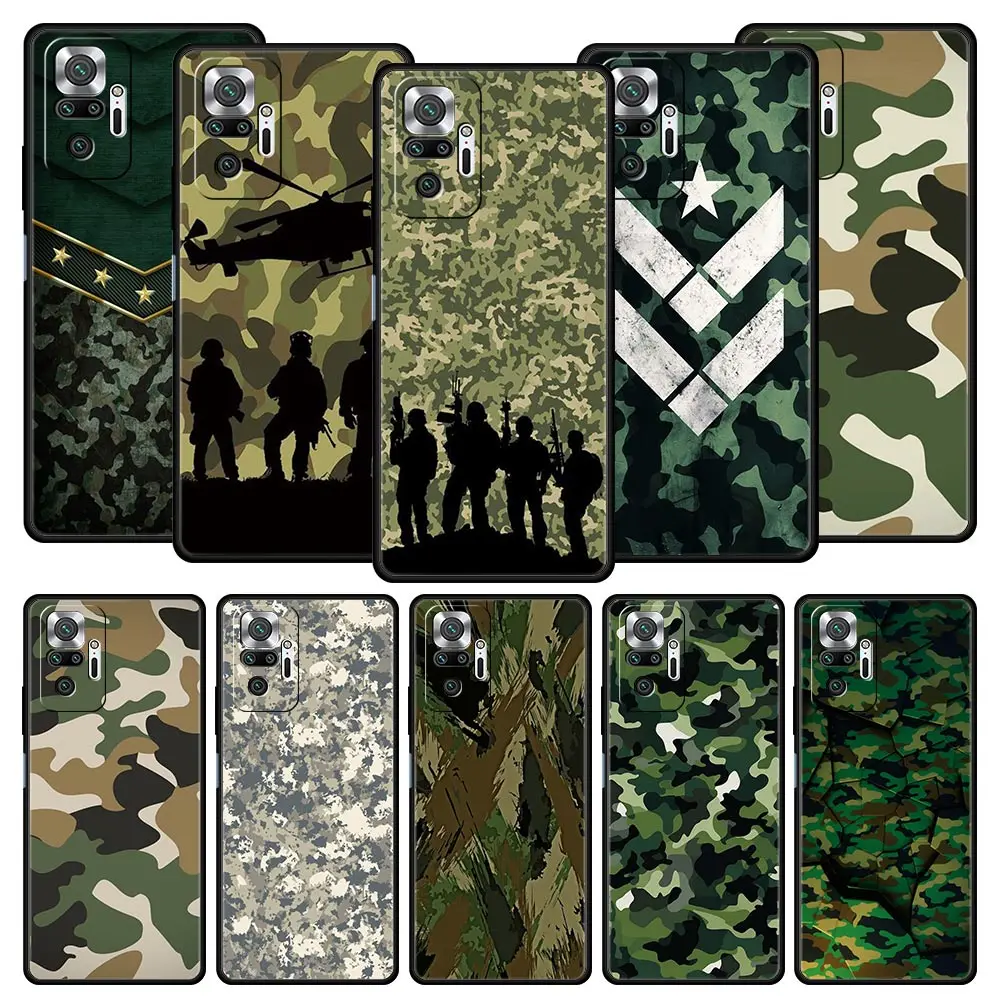 Phone Case For Xiaomi Redmi Note 14 13 12 5G 11 10 Pro Plus 4G 9S 9 14C 13C 12C 10C 9C 9A Cover Camouflage Camo Military Army