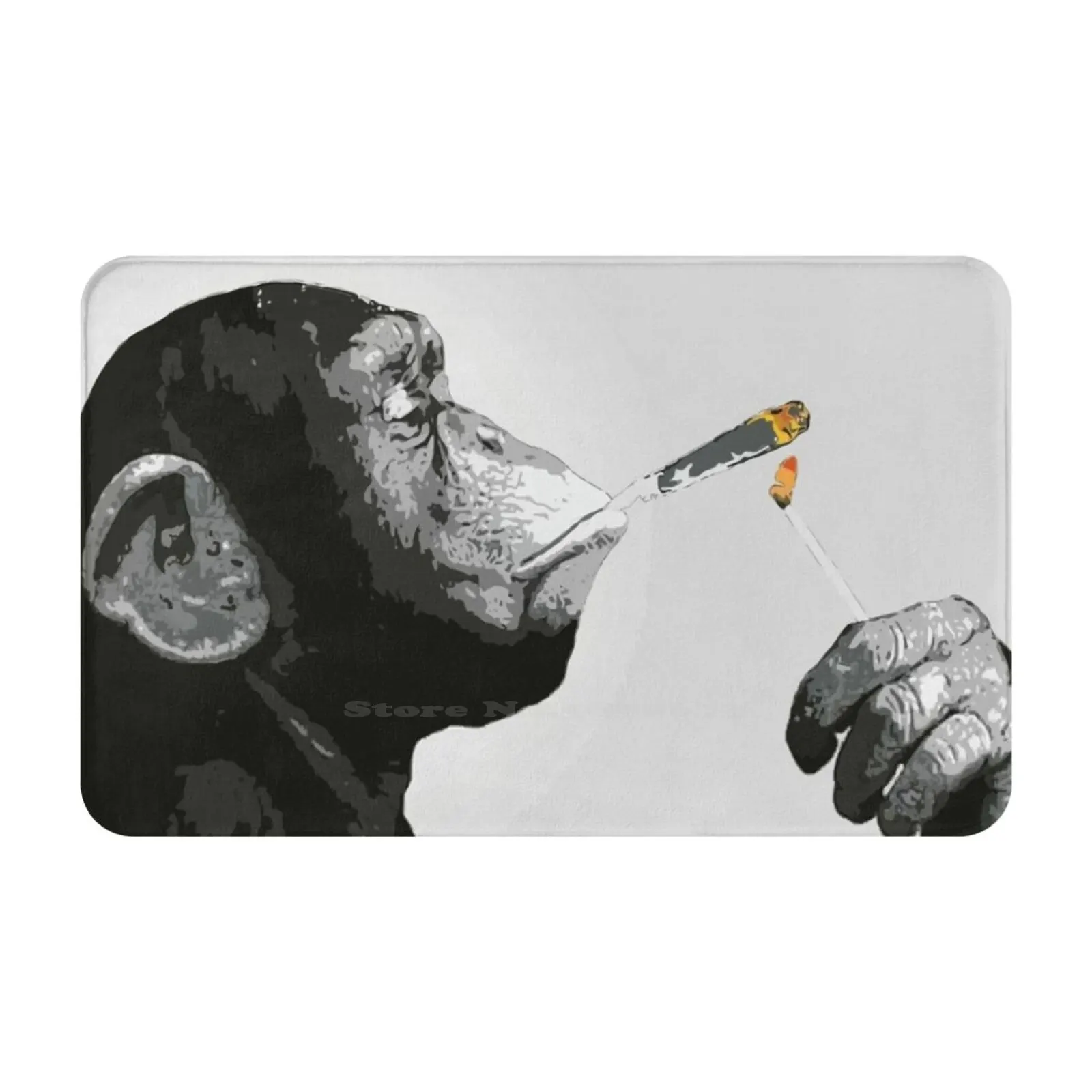 Banksy Steez Chimp Monkey Smoking Joint Soft Cushion Car Home Carpet Door Mat Monkey Joint Monkey Chimp Monkey Smoking Joint