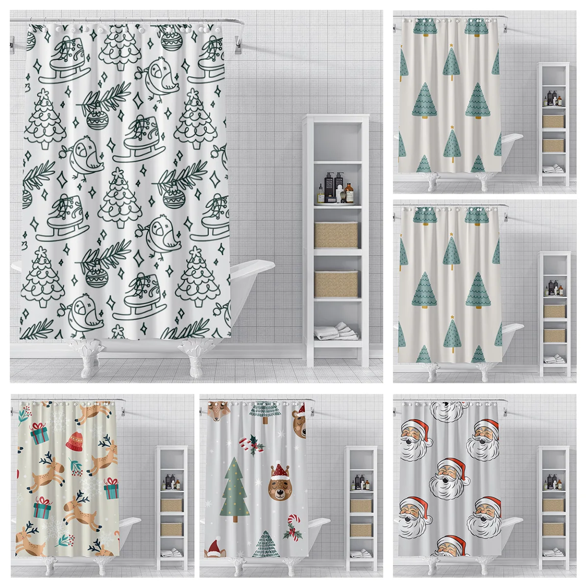 Home decoration shower curtains for bathroom waterproof curtain fabric Modern Nordic style Living Room Merry Christmas winter