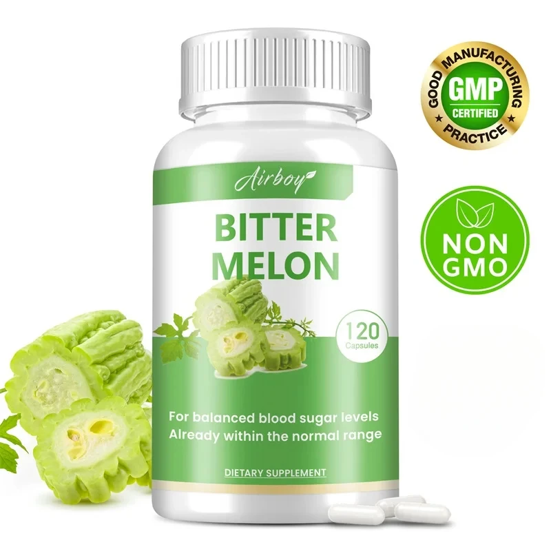 

Bitter Melon Capsules - Balances Blood Sugar, Benefits Digestion, Metabolism, and Cholesterol Health