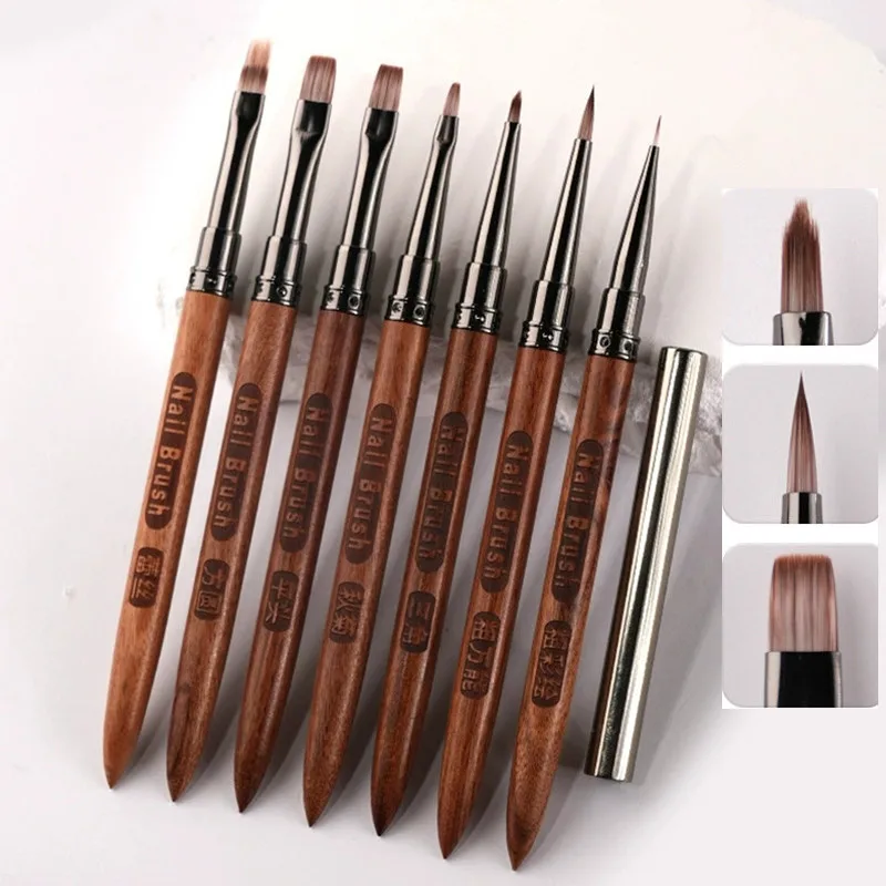 1/13 قطعة مسمار فرشاة فنية الثلاثي ملعقة رسم اللوحة خط القلم بطانة التدرج شقة مستديرة المعادن الفرنسية مانيكير أدوات #5