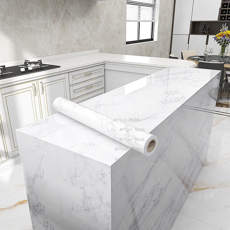 Thick Marble Pattern Countertop Renovation Sticker Waterproof Desk Cover for Bar Reception Table
