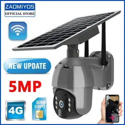 ZAOMIYOS-Tarjeta SIM 4G para exteriores, cámara PTZ con batería Solar, WIFI, 3MP/5MP, alarma PIR impermeable, detección de movimiento, P2P, CCTV