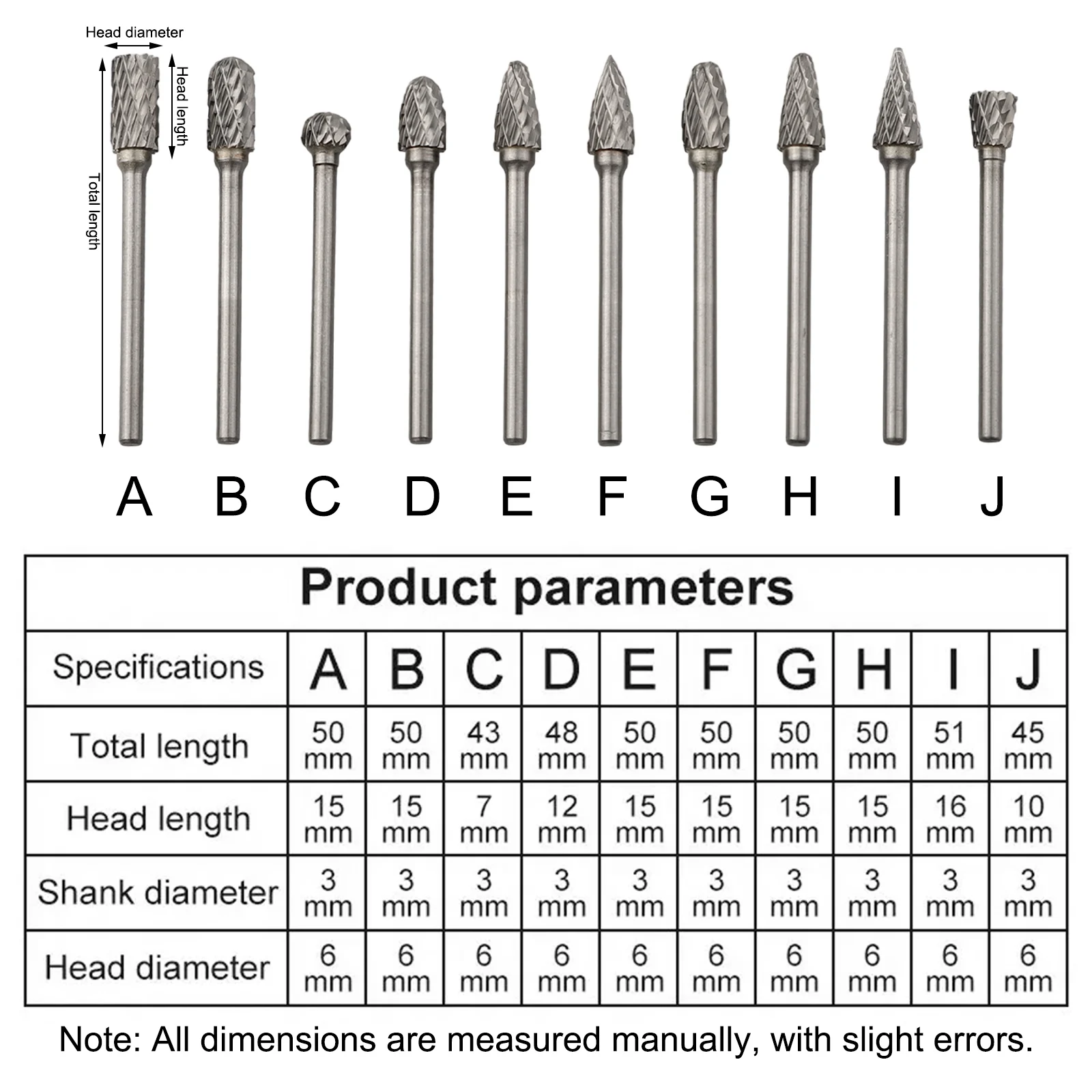 Different Operations For Precision Work Hard Alloy Rotary File Carbide Rotary File High Accuracy Manual Measurement