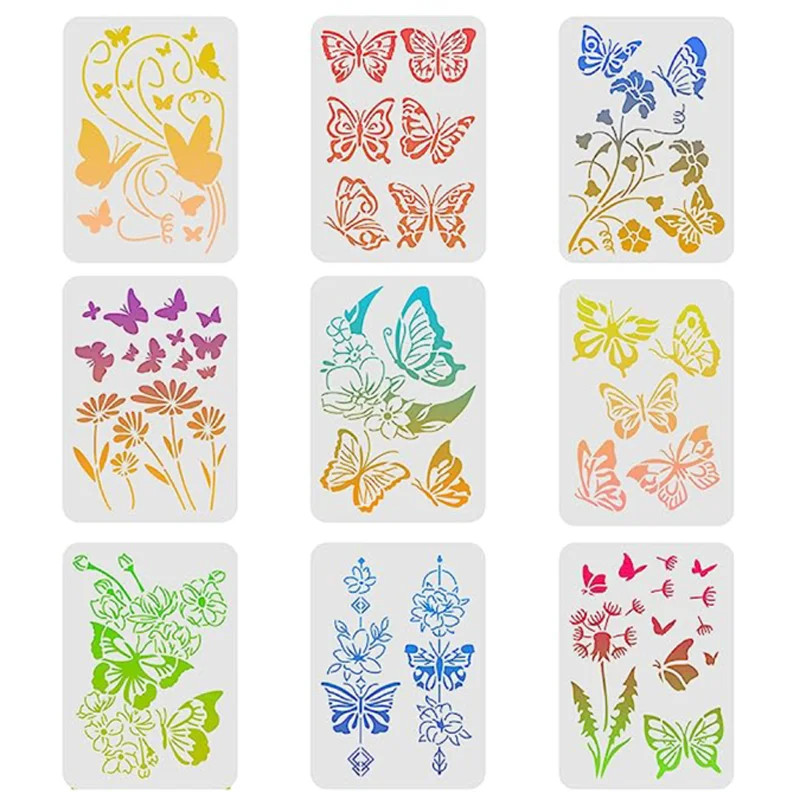 

29.7*21cm Butterfly Flowers Plants Stencils DIY Layering Wall Scrapbook Coloring Embossing Decoration Graffiti Painting Template