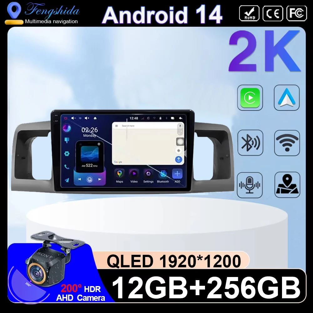

Android 15 Car Radio 5G Wifi For Toyota Corolla E130 E120 2000-2006 Multimedia Video Player Navigation GPS stereo carplay Head