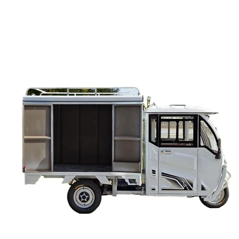 Motorcycle electric tricycle electronic tricycle 2024 small mini closed van express truck street stall