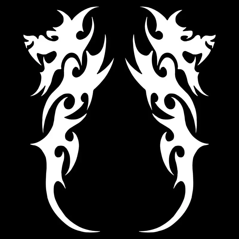 Tribal Dragon Fashion Car Styling Stickers Vinyl Car Body Decorative Decals Black/Silver 7.1*18.5CM