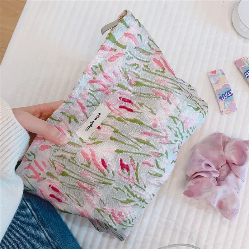 Ins New Fashion Sweet Clutch Makeup Cosmetic Bag Large Capacity Storage Bag Travel Washing Toiletries Organizer Pouch