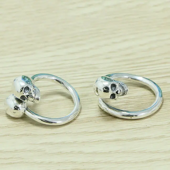 Non mainstream fashion personality pure silver living skull head Korean version ring opening creative Korean version ring for me