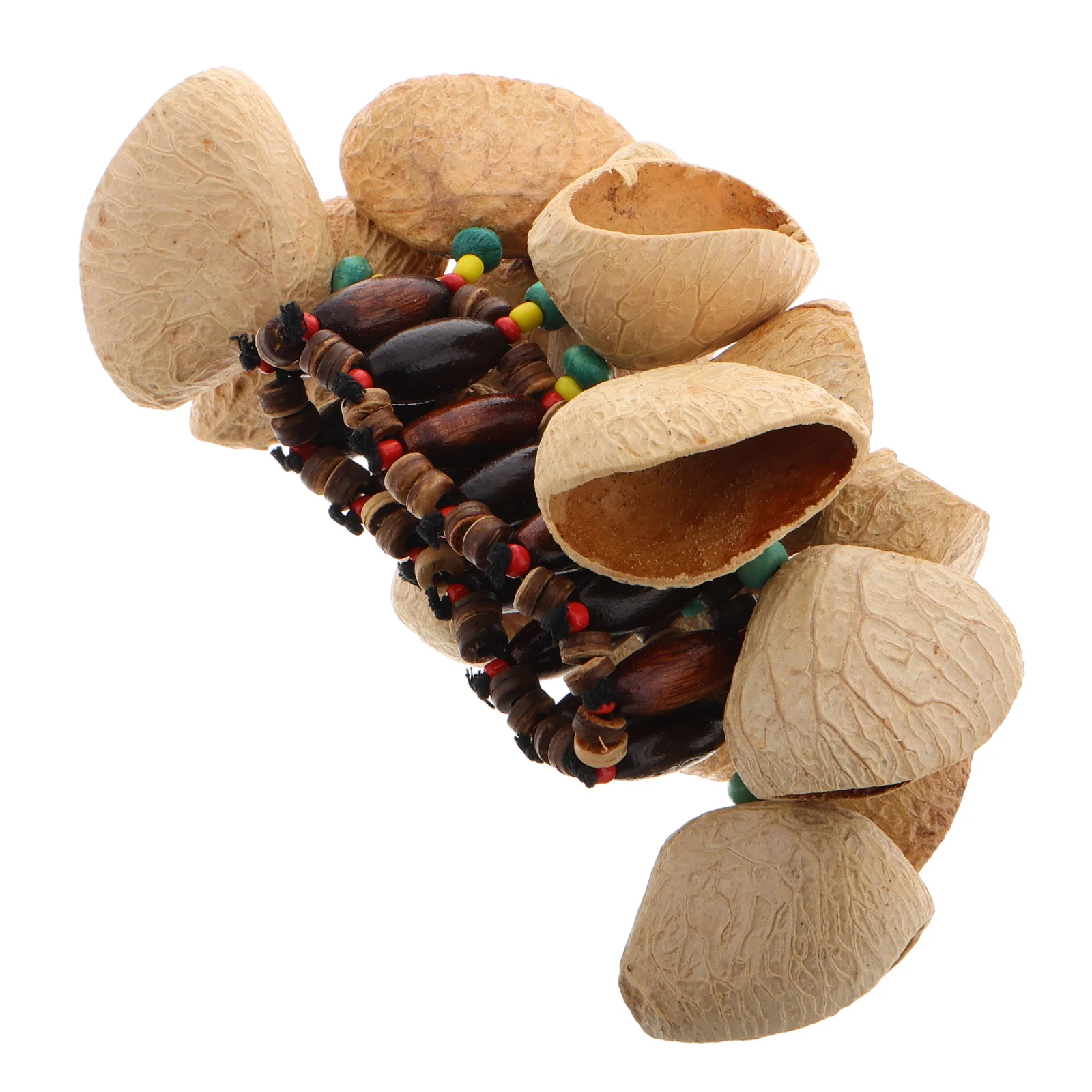 

Fruit Shell Bracelet Black Wood Bells Hand Chain Coconut Handbell Charms Child Percussion Shaker African Drum Musical