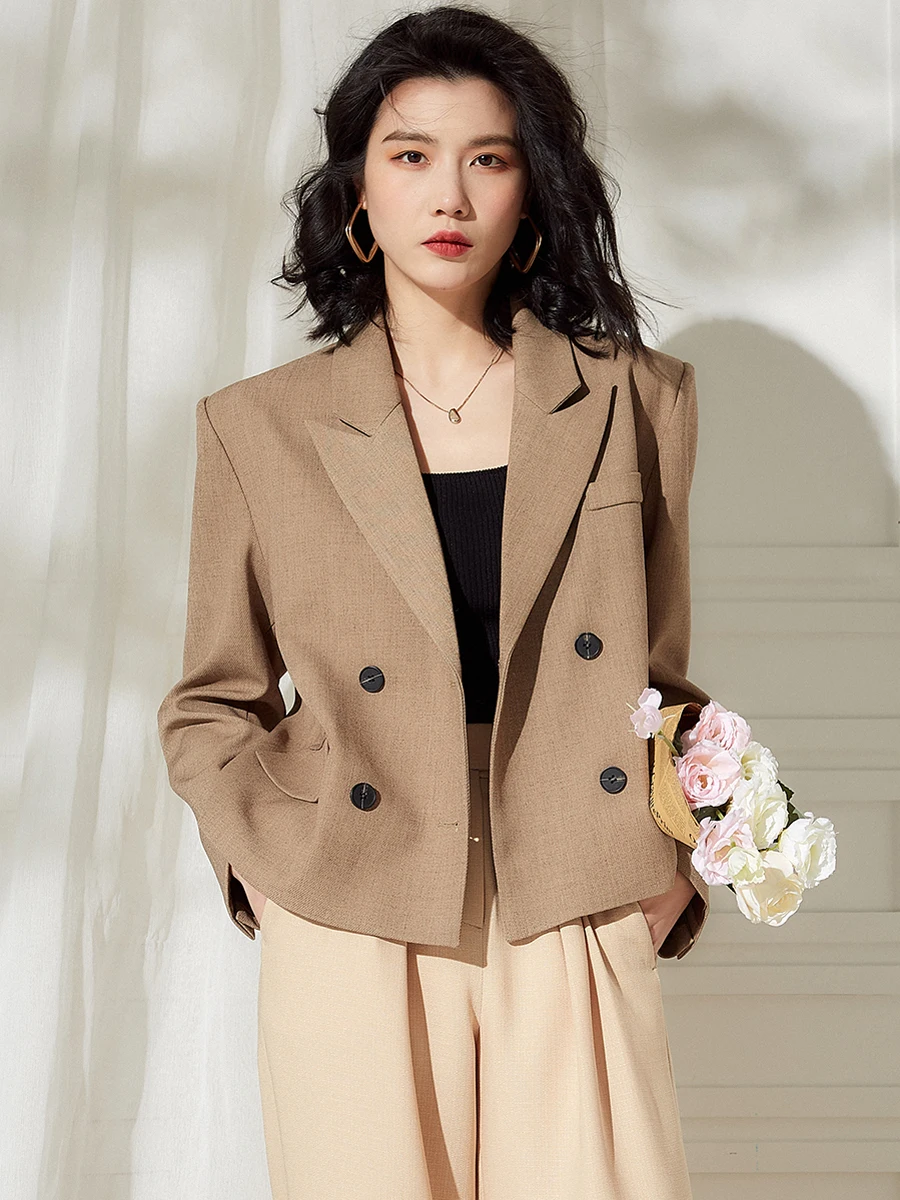 

Spring Autumn New 2025 Women's Suit Jaet Casual Loose Design High Quali ort Sle Button up Top Commute Faion